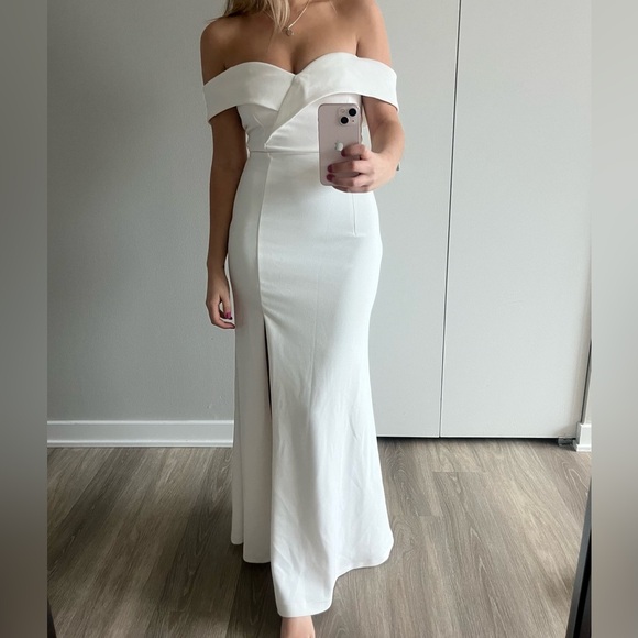 Lulus Song of Love white off the shoulder dress - Picture 2 of 9